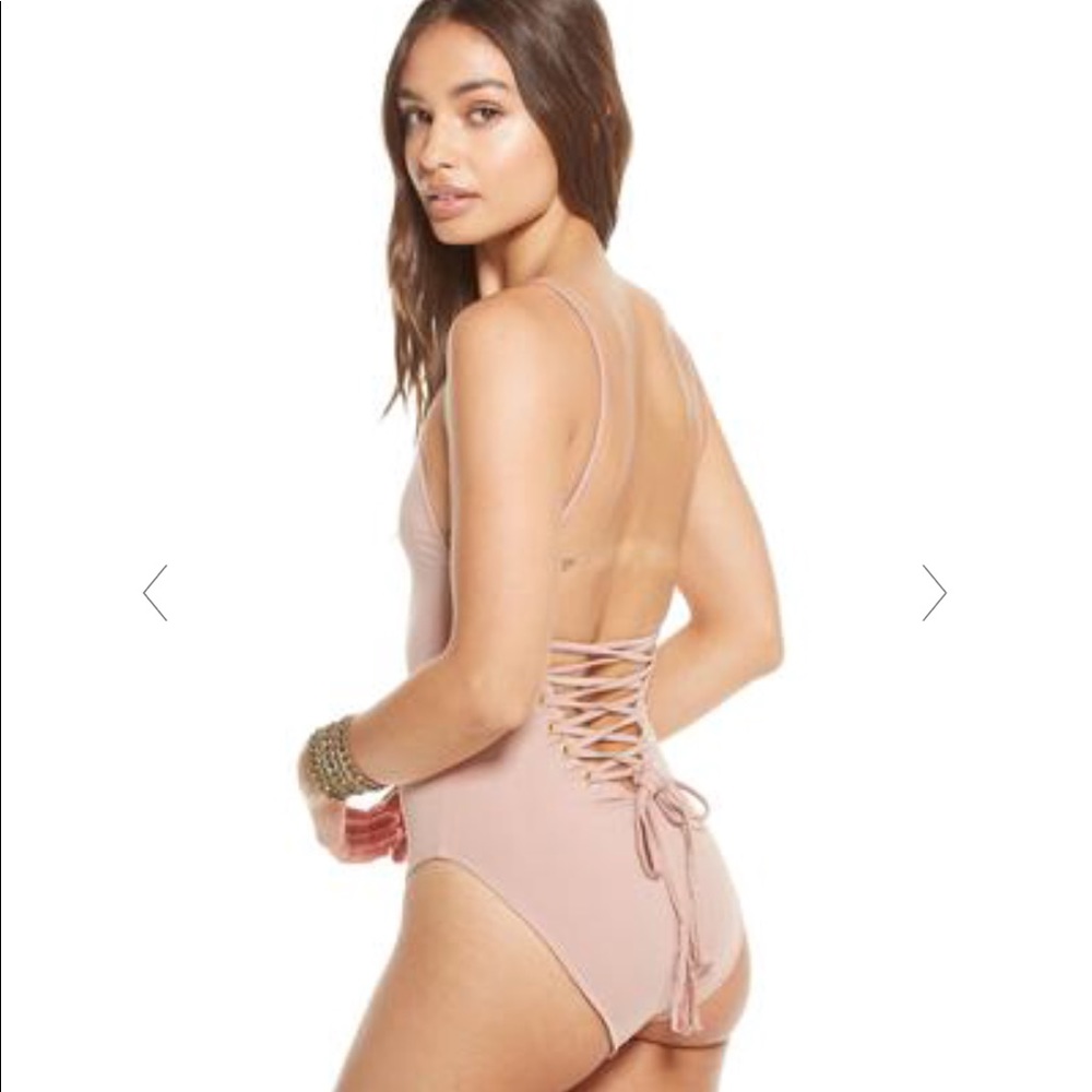 Chaser One-Piece Lace Up Open Back - Nude